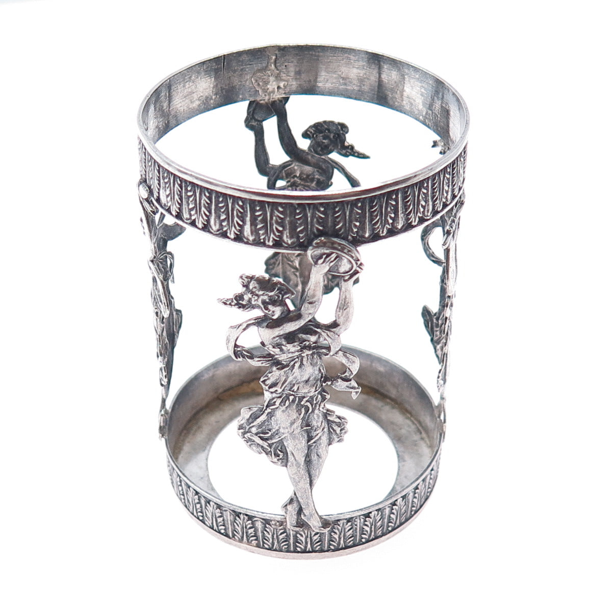 800 Silver Antique Victorian European Muses Oxidized Shot Glass Holder