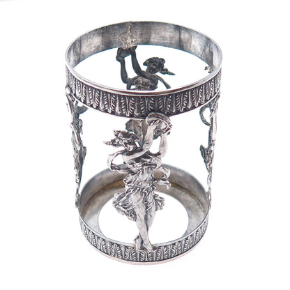 800 Silver Antique Victorian European Muses Oxidized Shot Glass Holder