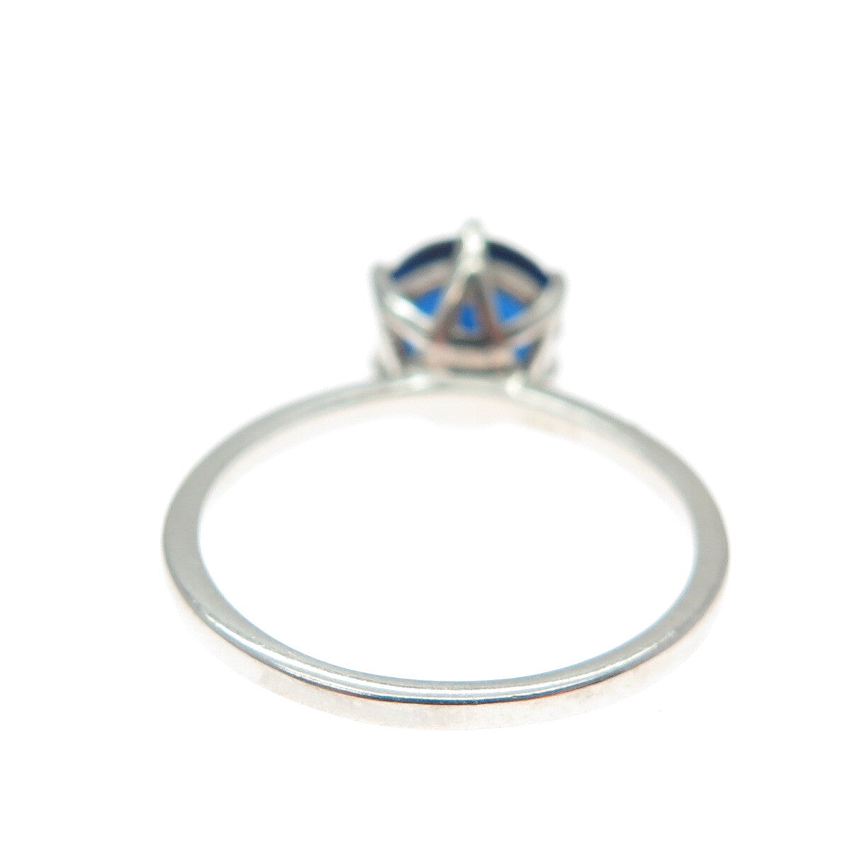 DAZZLERS 925 Sterling Silver Round-Cut Nano Blue Sapphire Ring Size 6.75