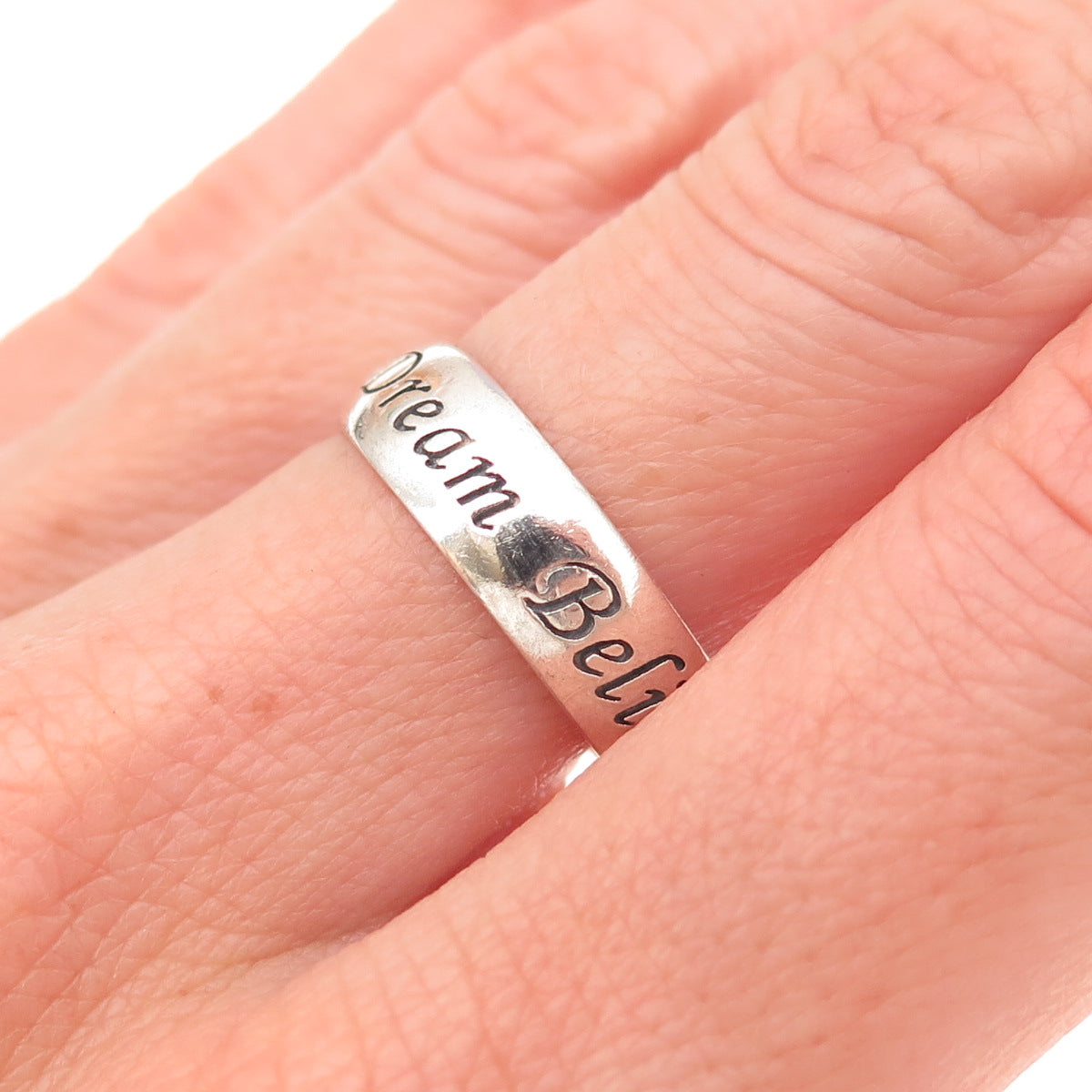 RJ Graziano 925 Sterling Silver Vintage Love Dream Believe Band Ring Size 7