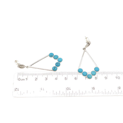 FD Felicia Design 925 Sterling Silver Real Turquoise Floral Dangle Earrings