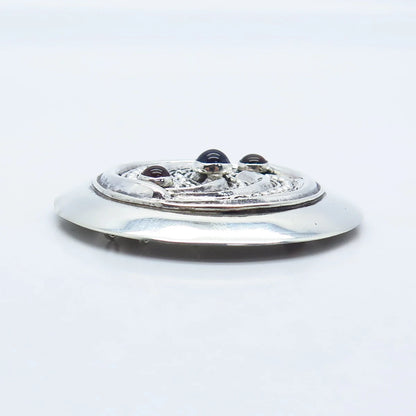 925 Sterling Silver Vintage Tulla Booth Amethyst & Citrine Gem Beaded Pin Brooch