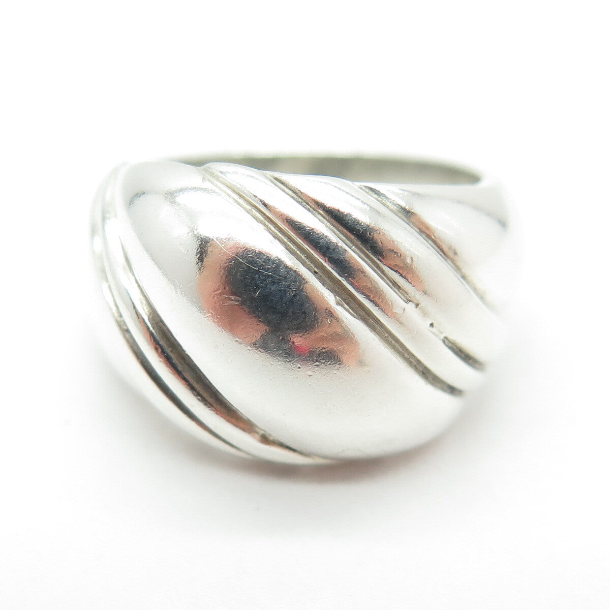 KABANA 925 Sterling Silver Vintage Ribbed Ring Size 8.25