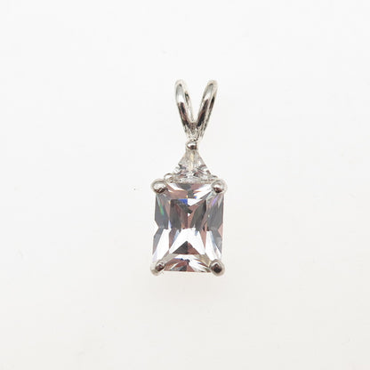 925 Sterling Silver Emerald & Triangle-Cut C Z Mini Charm Pendant