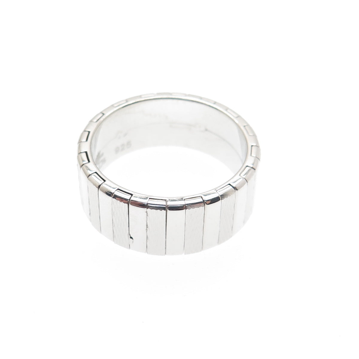 NEOS 925 Sterling Silver Textured Ribbed Band Ring Size 7.75