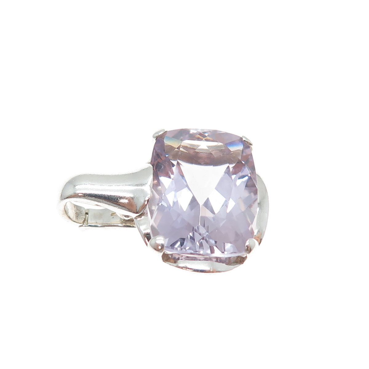 CNA PRANDA 925 Sterling Silver Vintage Real Cushion-Cut Amethyst Charm Pendant