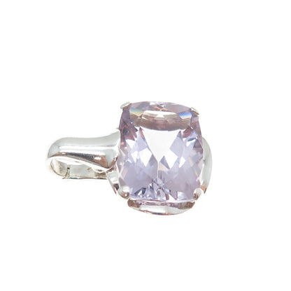 CNA PRANDA 925 Sterling Silver Vintage Real Cushion-Cut Amethyst Charm Pendant