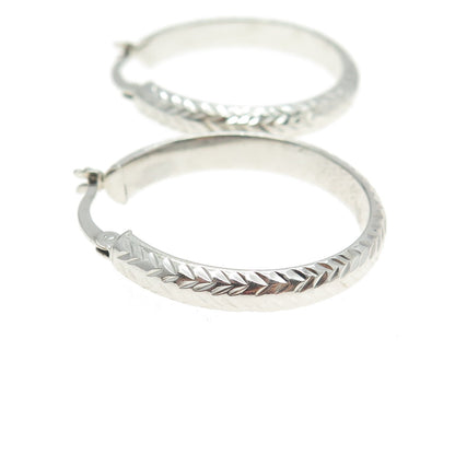 925 Sterling Silver Etched Arrow Hoop Earrings