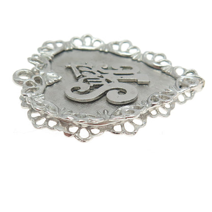 925 Sterling Silver Vintage "Sweet 16" Heart Ornate Pendant