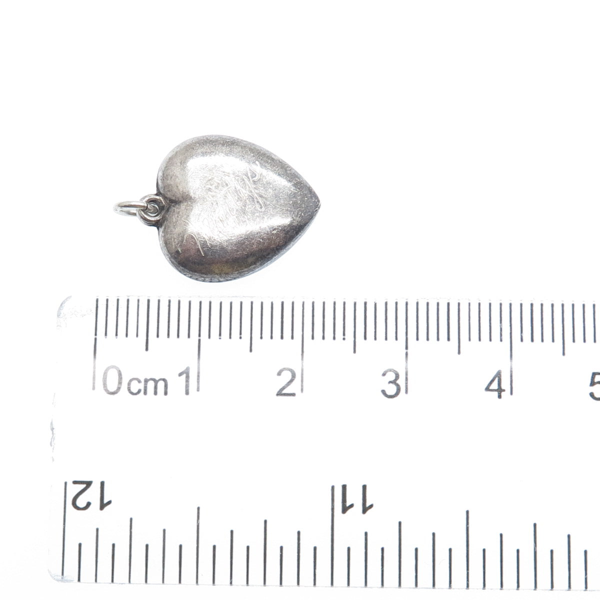 925 Sterling Silver Antique Art Deco Chatelaine Heart Minimalist Charm Pendant