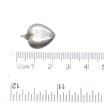 925 Sterling Silver Antique Art Deco Chatelaine Heart Minimalist Charm Pendant