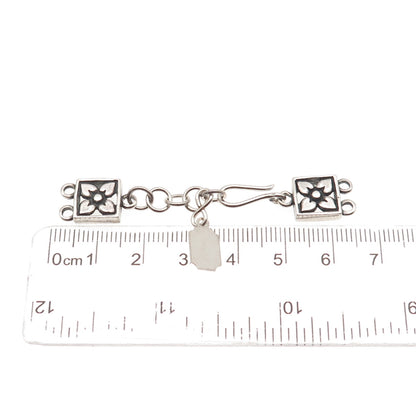 Tres Jolie 925 Sterling Silver Vintage Hook Lock Clasp Necklace Floral Ends