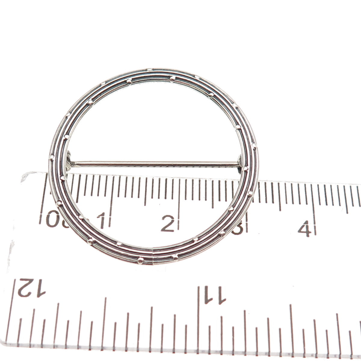 925 Sterling Silver Antique Art Deco Circle of Life Oxidized Pin Brooch