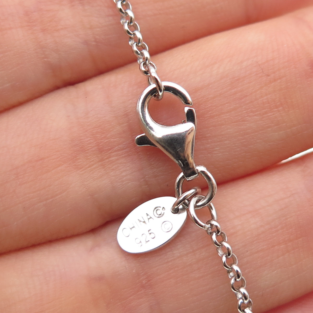 925 Sterling Silver Enamel Real Tourmaline Heart Flower Chain Necklace 32"