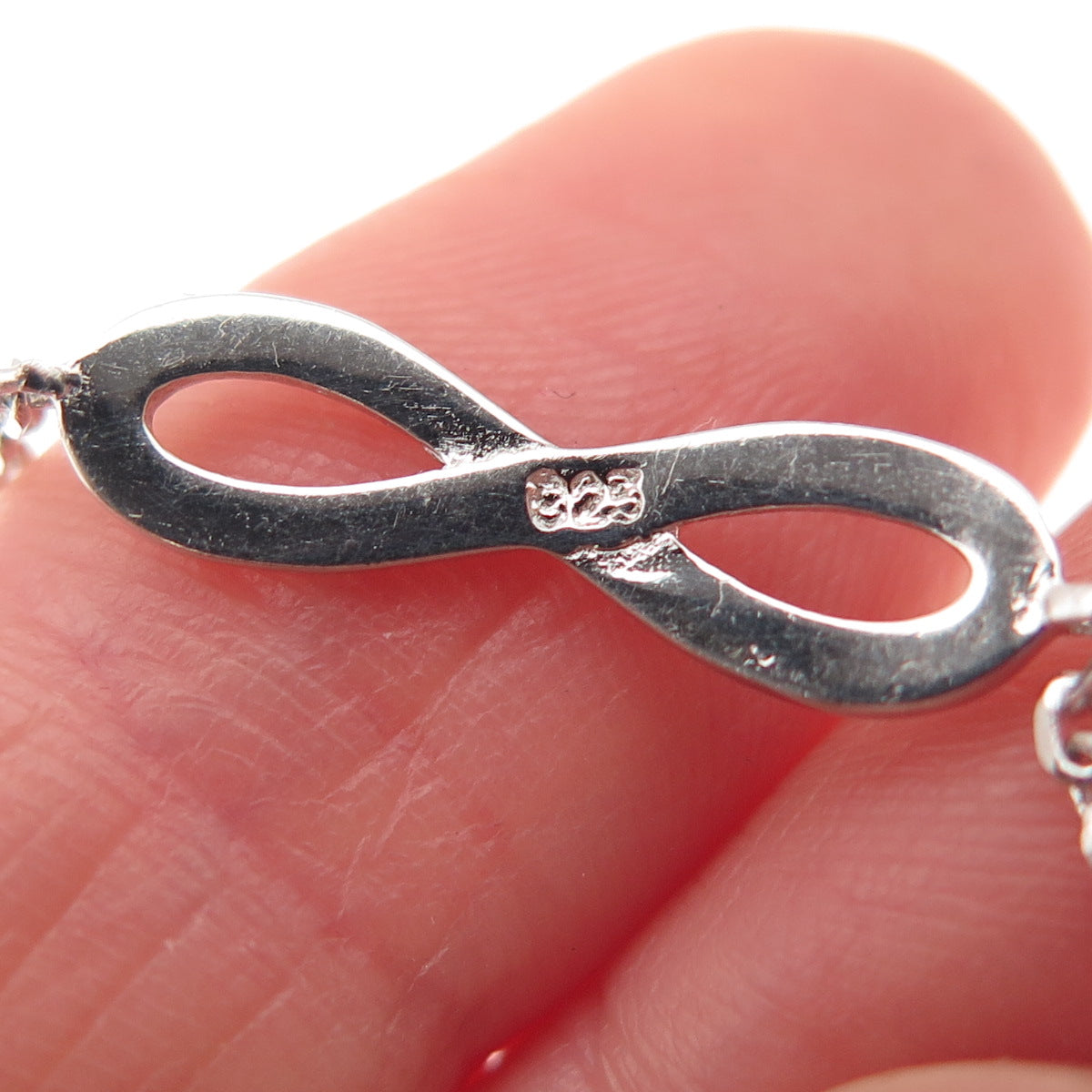 925 Sterling Silver Infinity Cable Link Anklet / Bracelet 6.5-8"