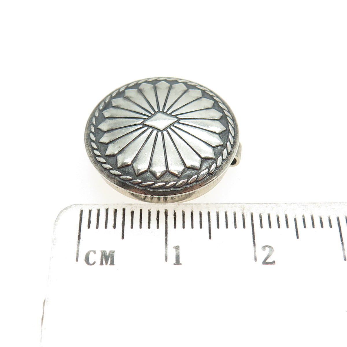 Old Pawn Hopi 925 Sterling Silver Vintage Southwestern Concho Tribal Clip Button