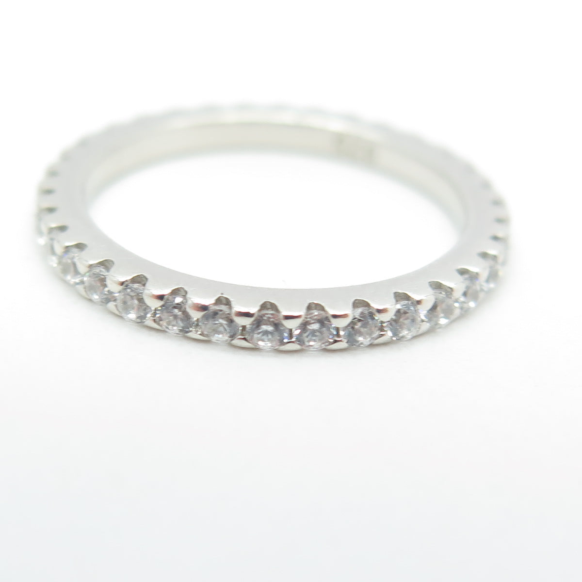 925 Sterling Silver C Z All Around Eternity Band Ring Size 5