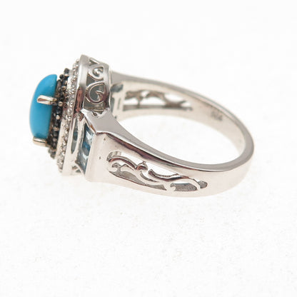 Chuck Clemency 925 Sterling Turquoise Blue White Topaz Black Spinel Ring Size 8