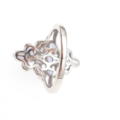 Chuck Clemency 925 Sterling Silver Real Oval-Cut Tanzanite Cluster Ring Size 8