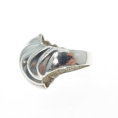 925 Sterling Silver Vintage Modernist Ribbed Dome Ring Size 6.25