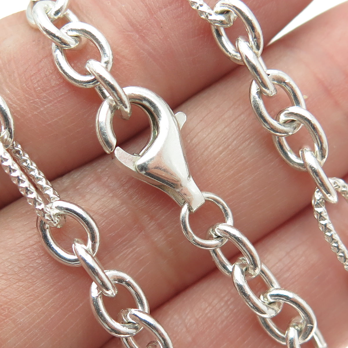 925 Sterling Silver Vintage Figaro Chain Necklace 16"