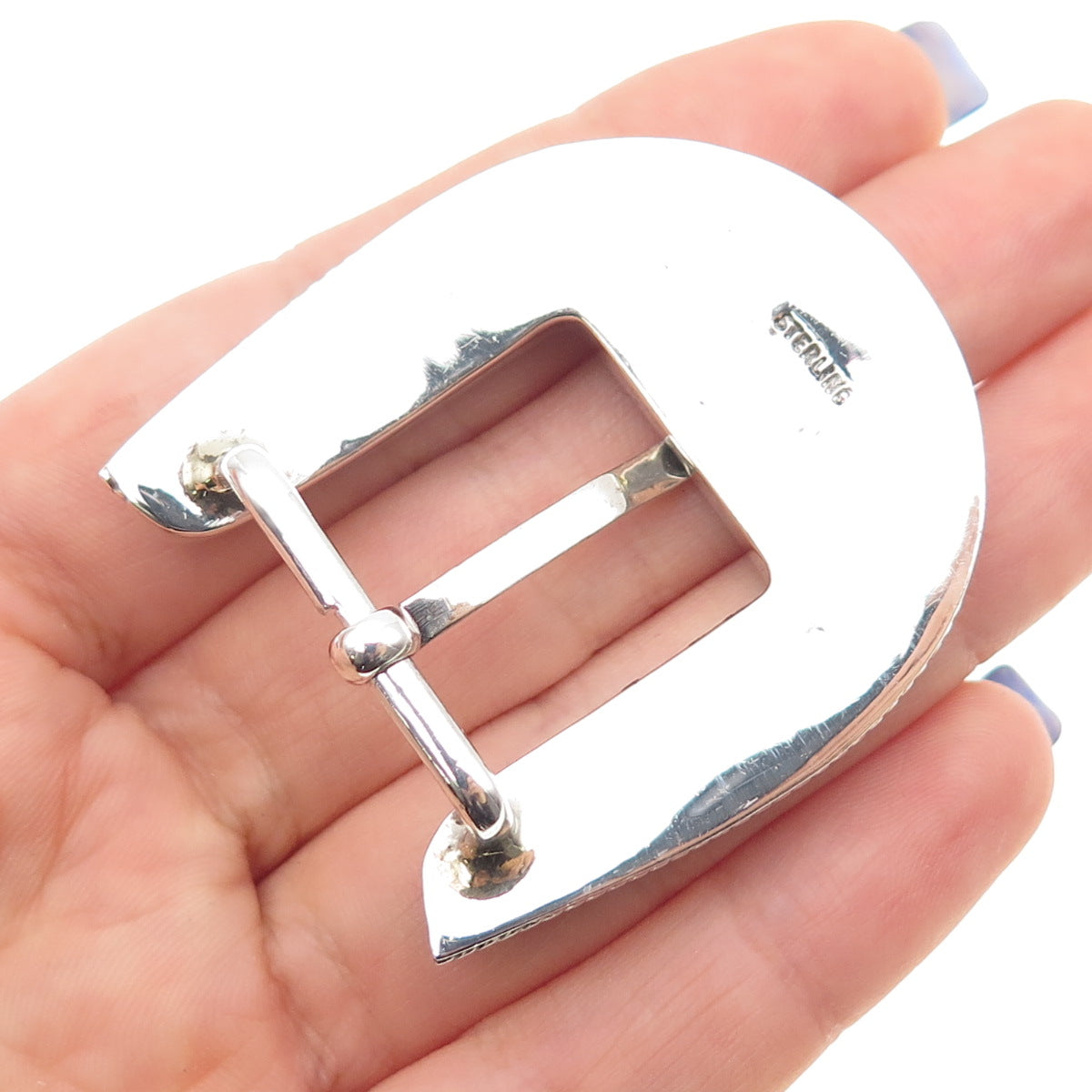 Old Pawn Sterling Silver Vintage Southwestern Lapis Lazuli Tribal Belt Buckle