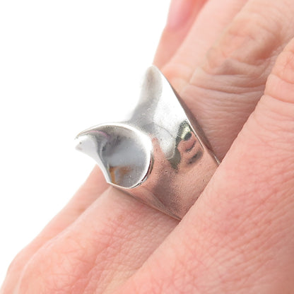 925 Sterling Silver Vintage AVM Mexico Modernist Oxidized Ring Size 6.5