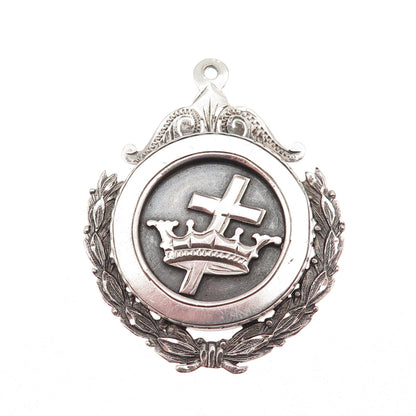 925 Sterling Antique Masonic Knight Templar General Excellence Medal Pendant
