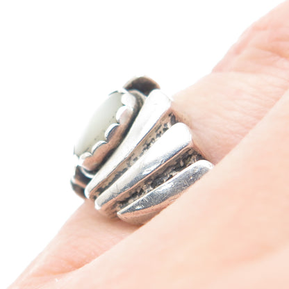 WHEELER MFG CO. 925 Sterling Silver Vintage Real MOP Oxidized Ring Size 5
