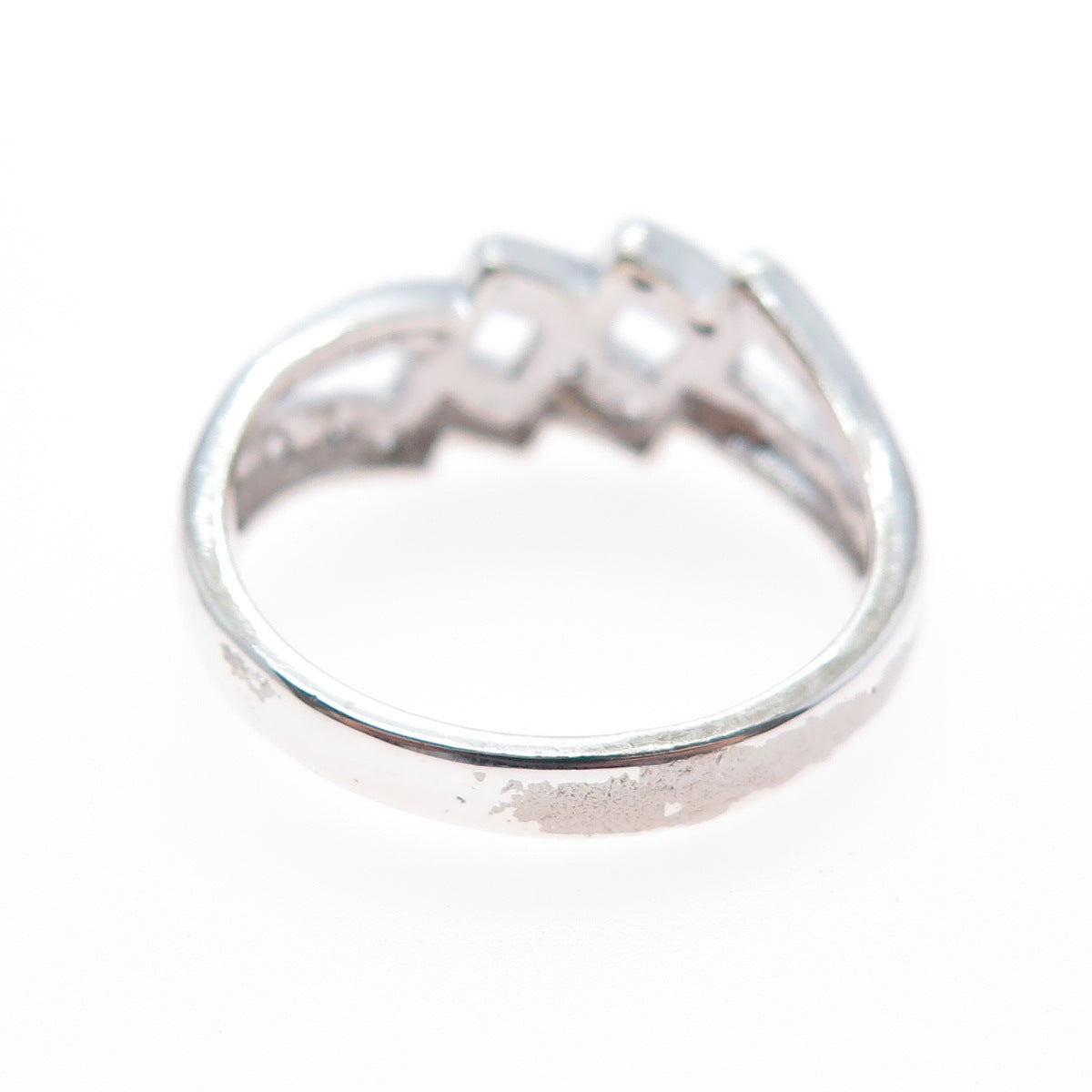 925 Sterling Silver Vintage Round-Cut C Z Geometric Ring Size 9.25
