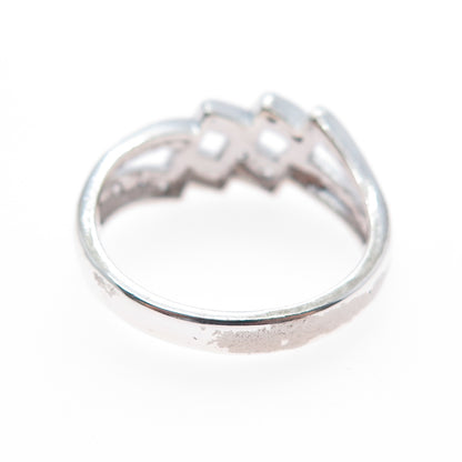 925 Sterling Silver Vintage Round-Cut C Z Geometric Ring Size 9.25