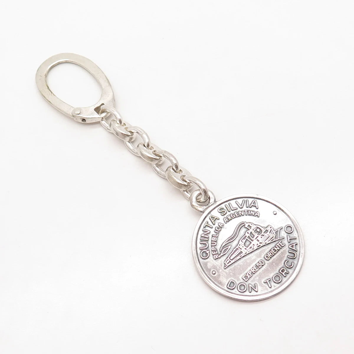 800 Silver Vintage "Quinta Silvia Don Torcuato" Chain Key Ring