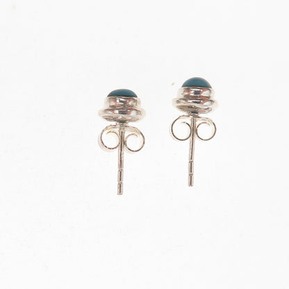 925 Sterling Silver Vintage Real Turquoise Stud Earrings
