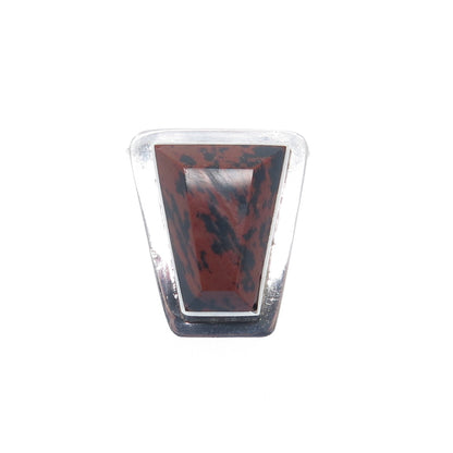 925 Sterling Silver Vintage Real Mahogany Jasper Modernist Slide Pendant