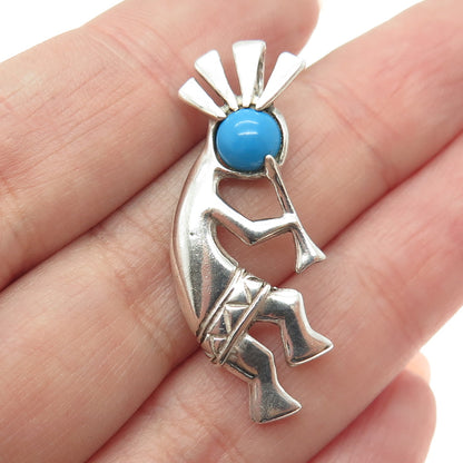 JESSIE CLAW Navajo 925 Sterling Vintage Southwestern Turquoise Kokopelli Pendant