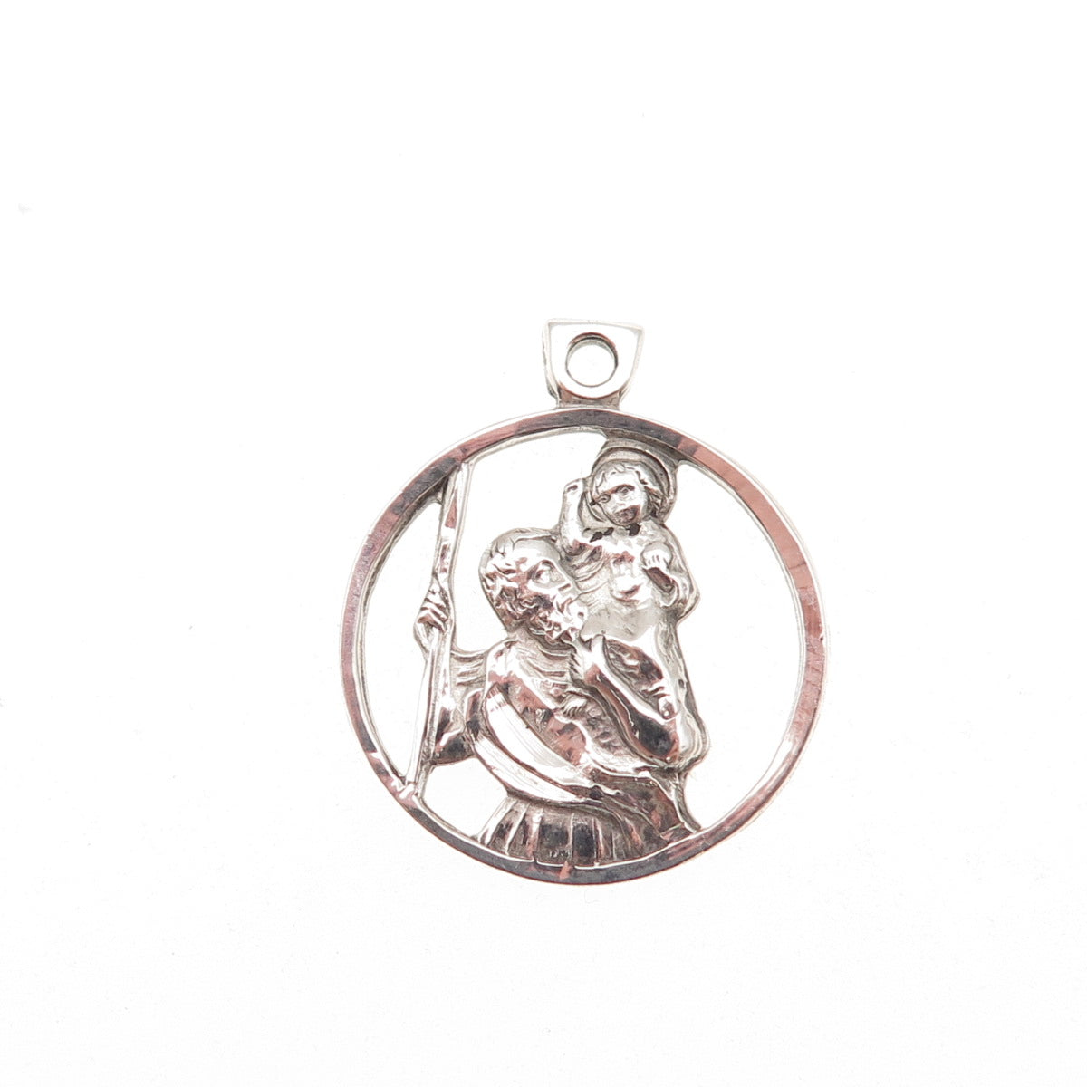 Chapel 925 Sterling Silver Vintage St. Christopher Charm Pendant