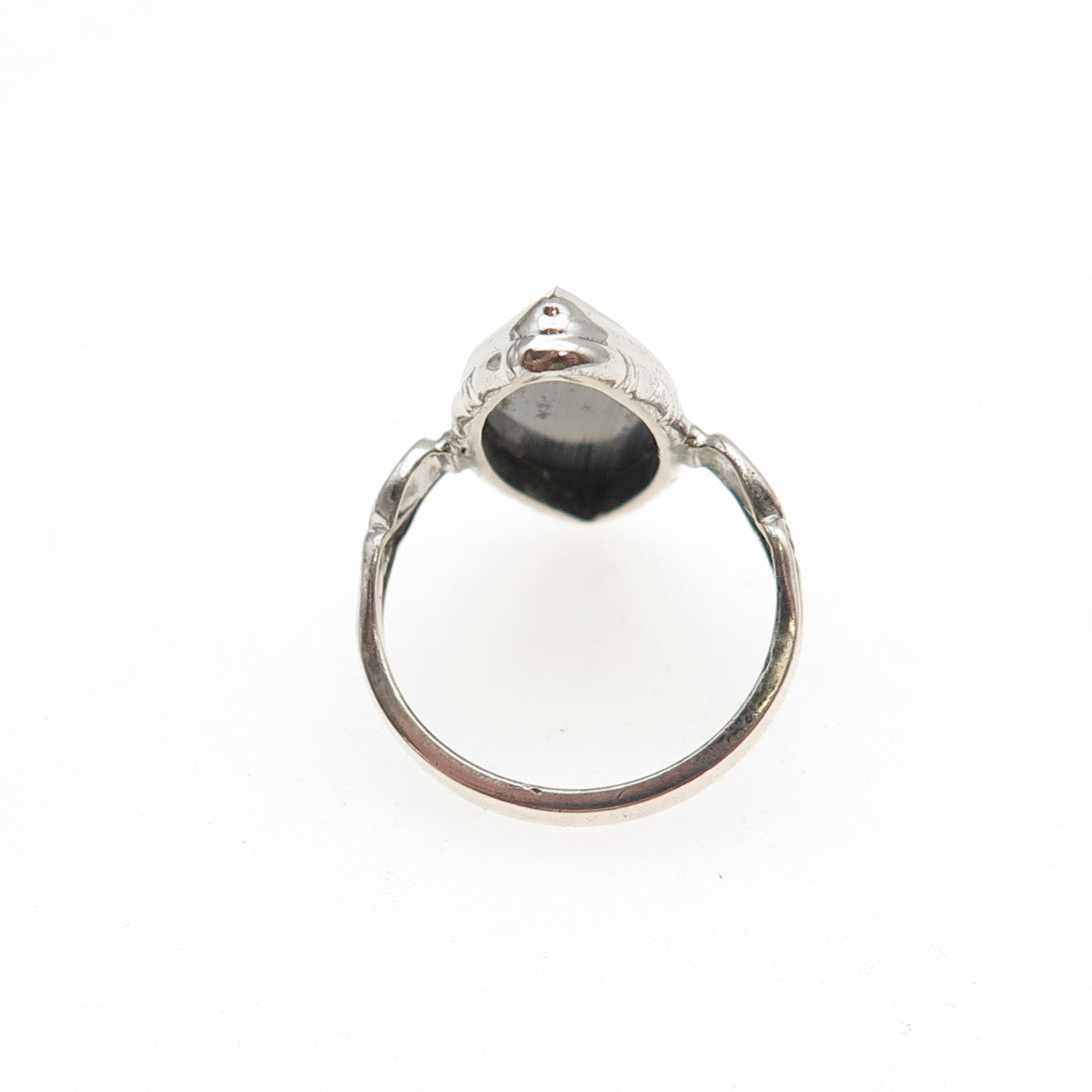 Clark & Coombs Sterling Silver Antique Art Deco Real Hematite Heart Ring Size 3