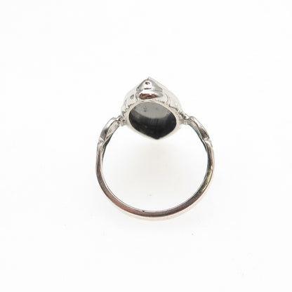 Clark & Coombs Sterling Silver Antique Art Deco Real Hematite Heart Ring Size 3