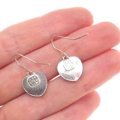 Coleman Co. 925 Sterling Silver 12K Gold Vintage Floral Heart Dangle Earrings