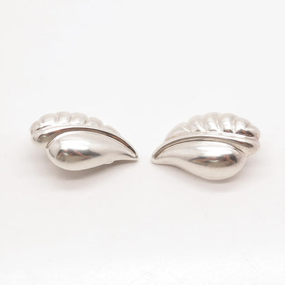 925 Sterling Silver Vintage Leaf Clip On Earrings
