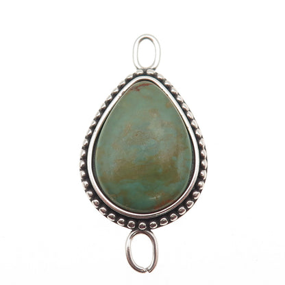 AVA 925 Sterling Silver Vintage Real Royston Turquoise Centerpiece Slide Pendant
