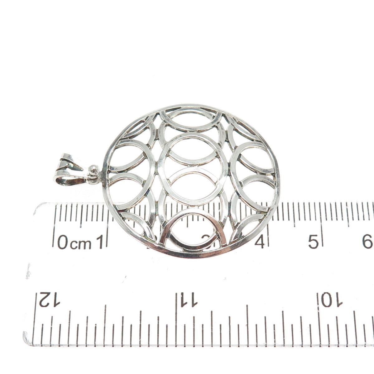 TAHARA 925 Sterling Silver Vintage Ornate Disc Oxidized Pendant