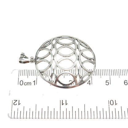 TAHARA 925 Sterling Silver Vintage Ornate Disc Oxidized Pendant