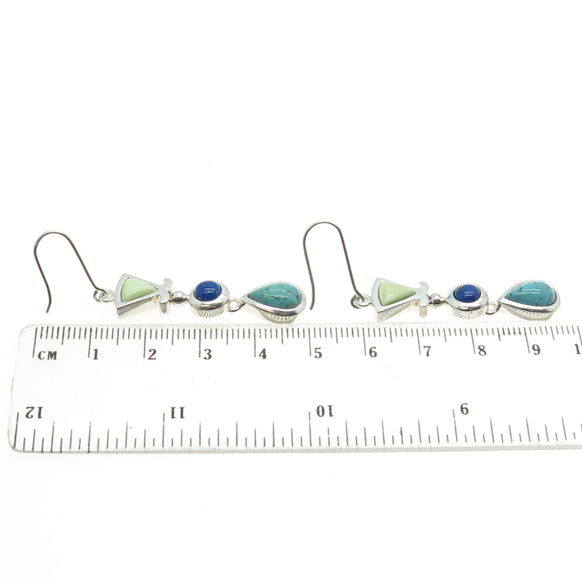 WHITNEY KELLY 925 Sterling Silver Vintage Real Turquoise & Lapis Lazuli Earrings