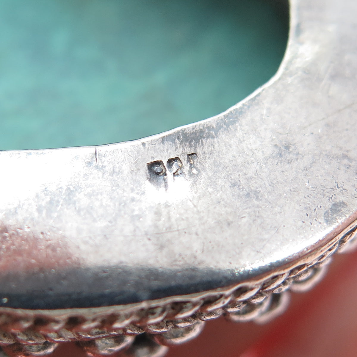 925 Sterling Silver Vintage Real Turquoise Oxidized Heavy 83.9g Slide Pendant