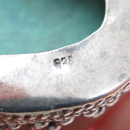 925 Sterling Silver Vintage Real Turquoise Oxidized Heavy 83.9g Slide Pendant