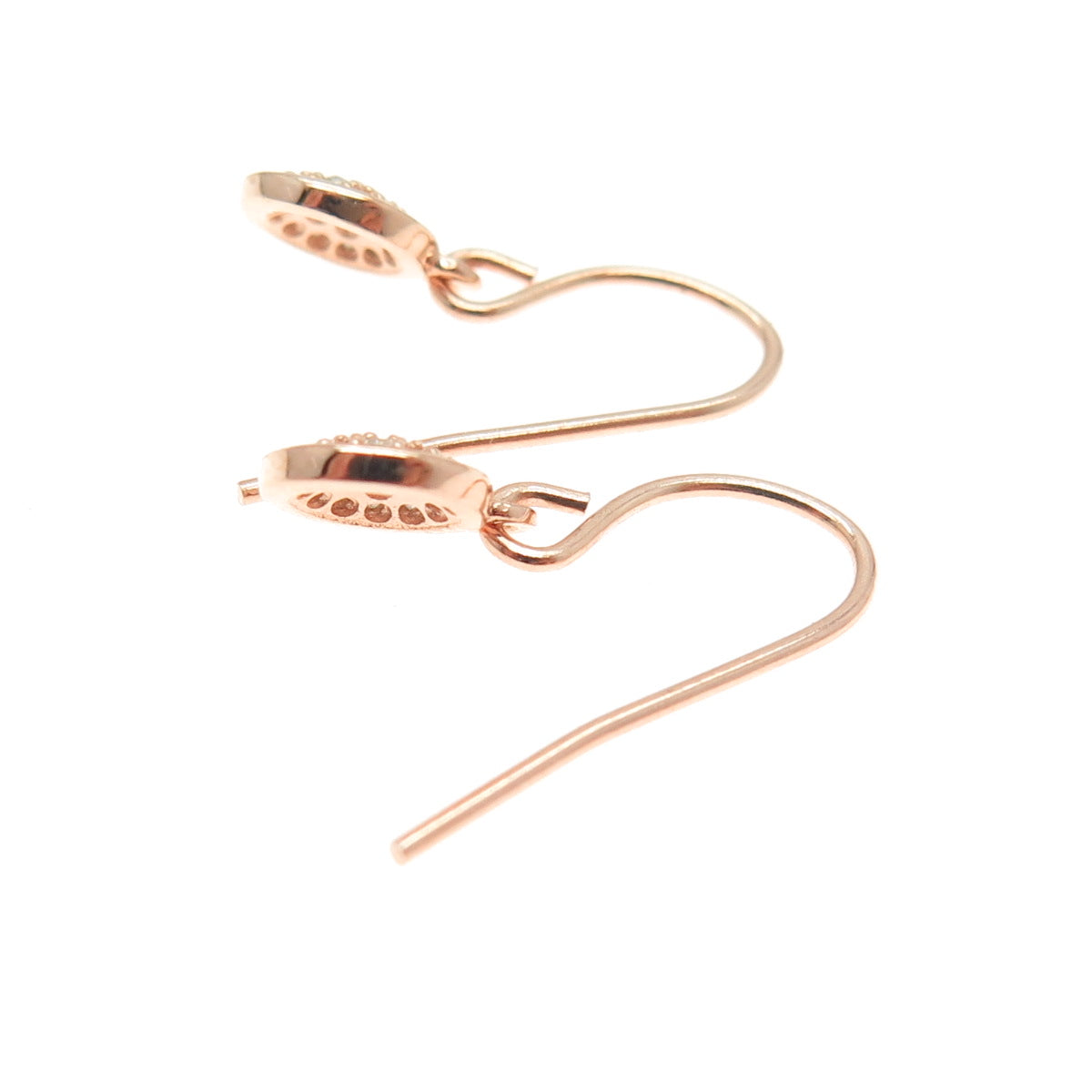 925 Sterling Silver Rose Gold Plated Round-Cut C Z Dangling Earrings