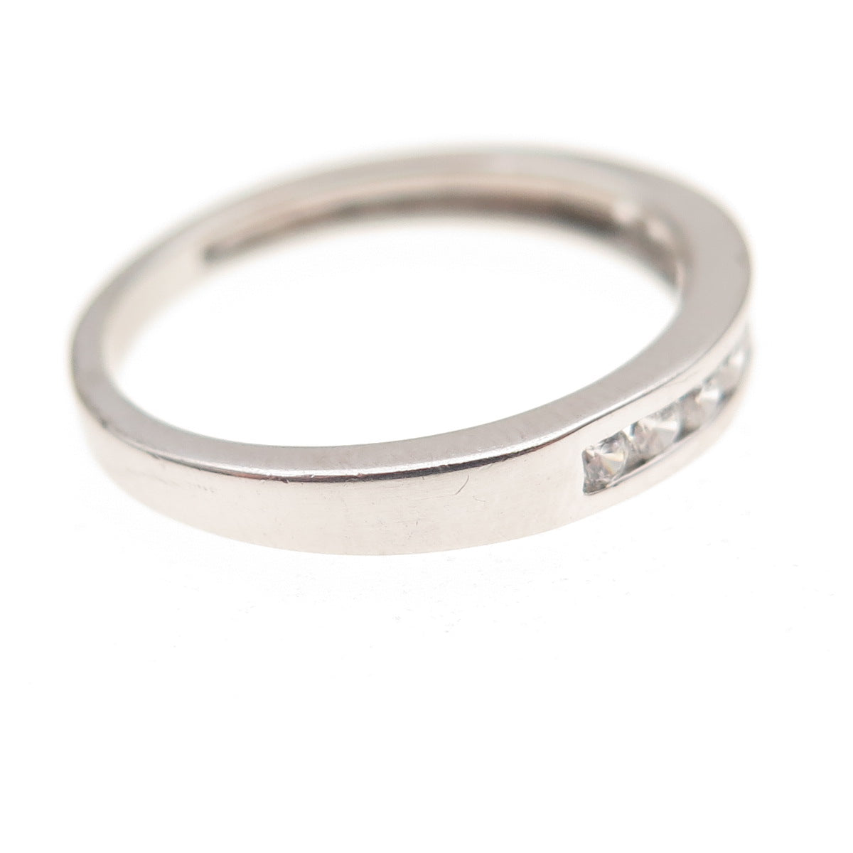 925 Sterling Silver Round-Cut C Z Half Eternity Band Ring Size 7.25