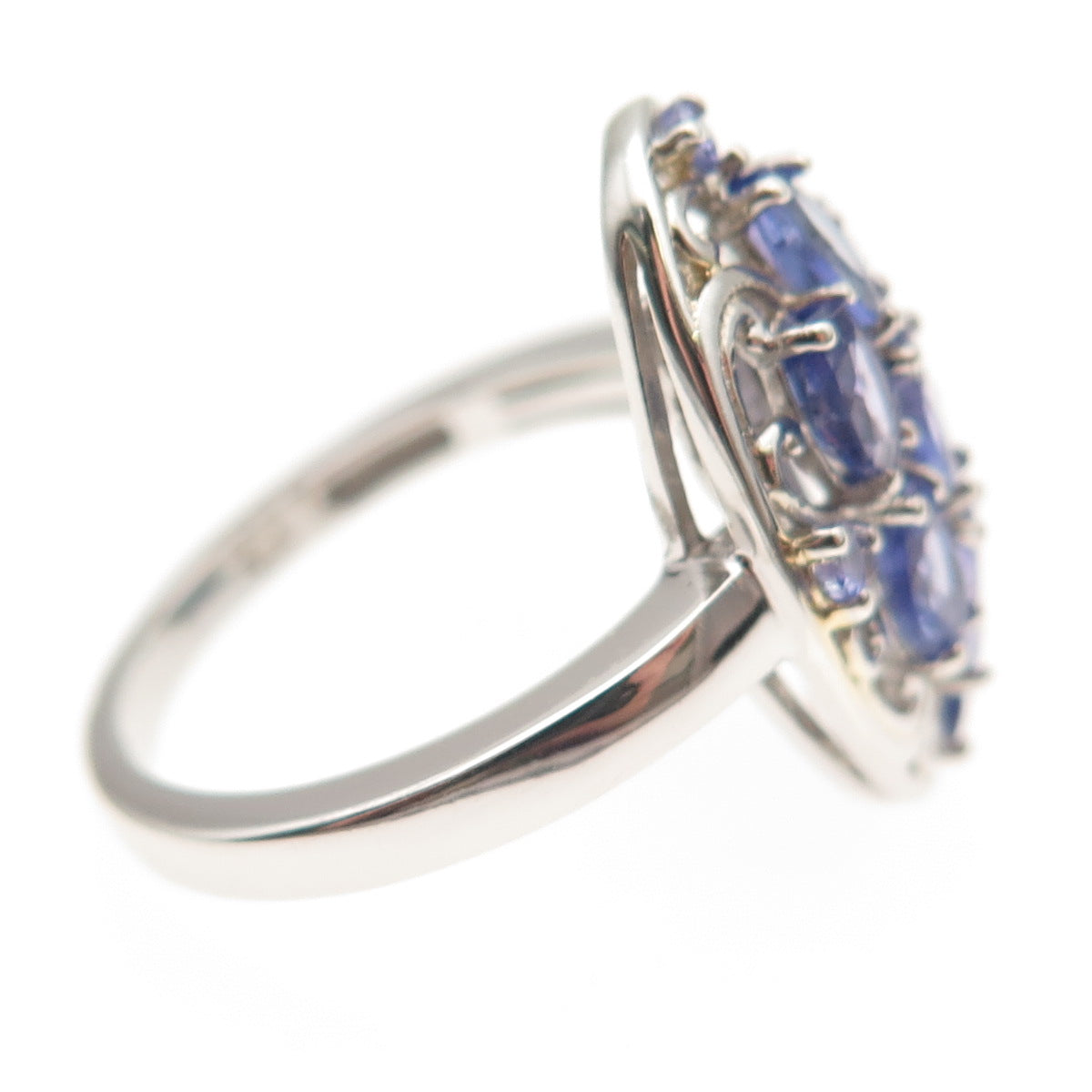 Chuck Clemency 925 Sterling Silver Real Oval & Round-Cut Tanzanite Ring Size 8