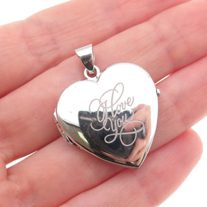 925 Sterling Silver Italy I Love You Heart Locket Charm Pendant